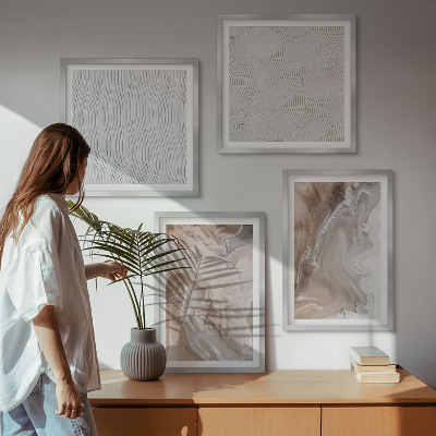 Polyptyque z cadres Motifs abstraits en marbre et pierre