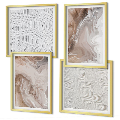 Polyptyque z cadres Motifs abstraits en marbre et pierre