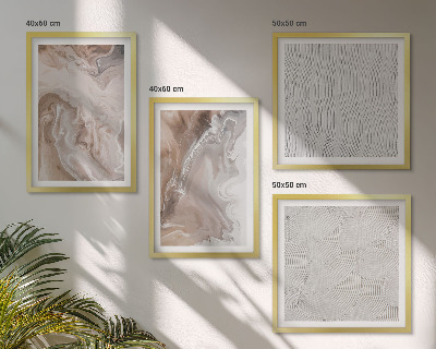 Polyptyque z cadres Motifs abstraits en marbre et pierre