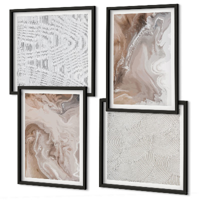 Polyptyque z cadres Motifs abstraits en marbre et pierre