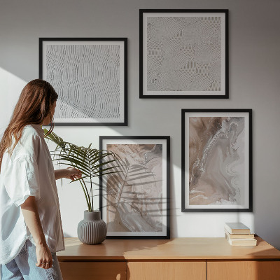 Polyptyque z cadres Motifs abstraits en marbre et pierre