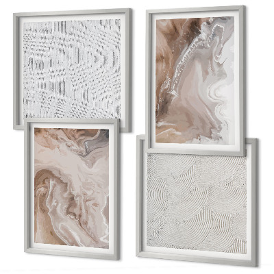 Polyptyque z cadres Motifs abstraits en marbre et pierre