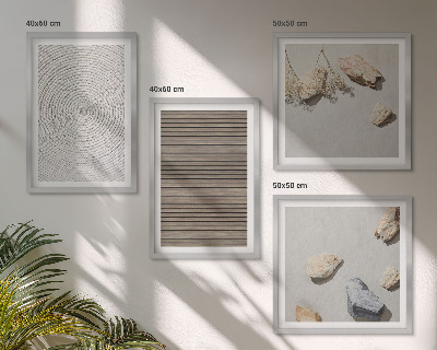 Ensemble de 4 tableaux Textures naturelles bois pierres