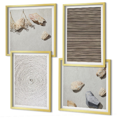 Ensemble de 4 tableaux Textures naturelles bois pierres