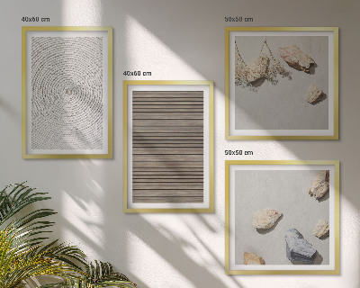 Ensemble de 4 tableaux Textures naturelles bois pierres
