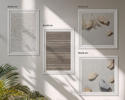 Ensemble de 4 tableaux Textures naturelles bois pierres