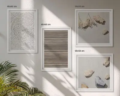 Ensemble de 4 tableaux textures naturelles de bois et de pierres