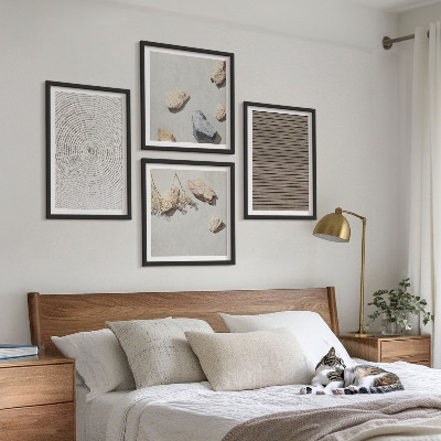 Ensemble de 4 tableaux Textures naturelles bois pierres