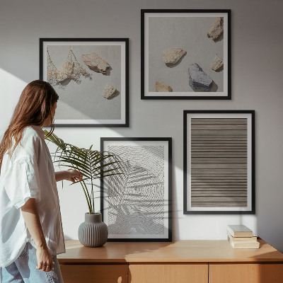 Ensemble de 4 tableaux Textures naturelles bois pierres