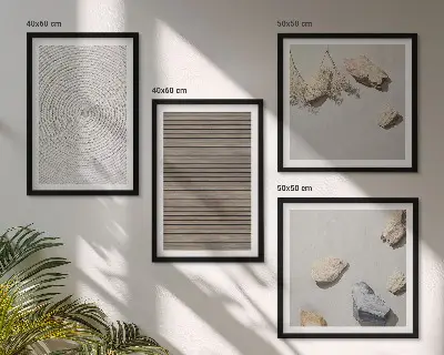 Ensemble de 4 tableaux textures naturelles de bois et de pierres