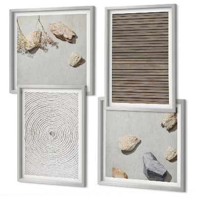 Ensemble de 4 tableaux Textures naturelles bois pierres