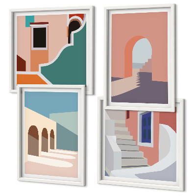 Polyptyque z cadres Graphismes minimalistes pastel