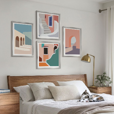Polyptyque z cadres Graphismes minimalistes pastel