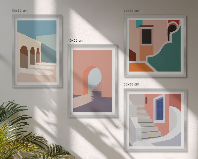 Polyptyque z cadres Graphismes minimalistes pastel