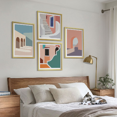 Polyptyque z cadres Graphismes minimalistes pastel