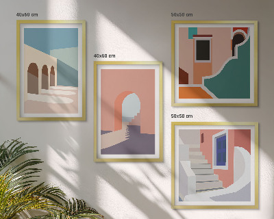 Polyptyque z cadres Graphismes minimalistes pastel