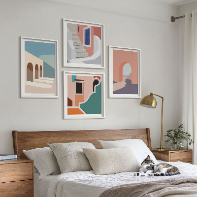 Polyptyque z cadres Graphismes minimalistes pastel