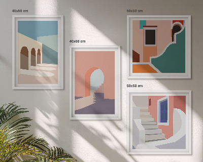 Polyptyque z cadres Graphismes minimalistes pastel