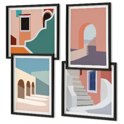 Polyptyque de 2 cadres graphismes minimalistes aux tons pastel