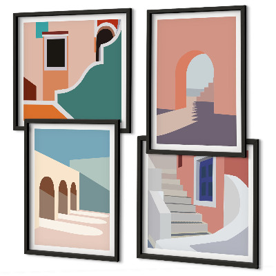 Polyptyque z cadres Graphismes minimalistes pastel