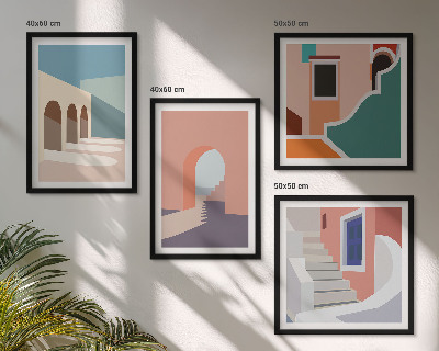Polyptyque z cadres Graphismes minimalistes pastel
