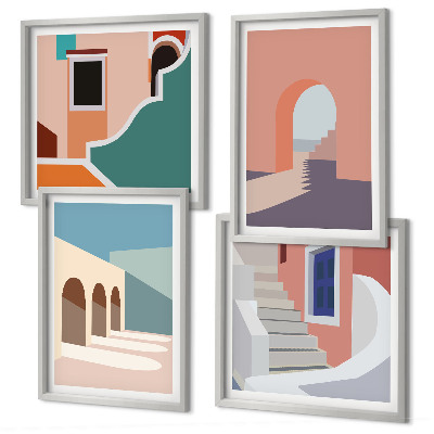 Polyptyque z cadres Graphismes minimalistes pastel