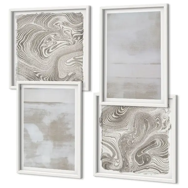 Ensemble de 4 tableaux à textures usées style moderne