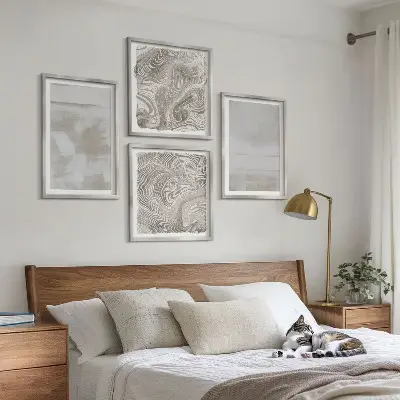 Ensemble de 4 tableaux à textures usées style moderne