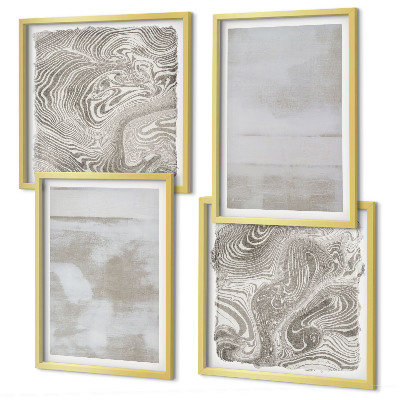 Ensemble de 4 tableaux Textures usées style moderne