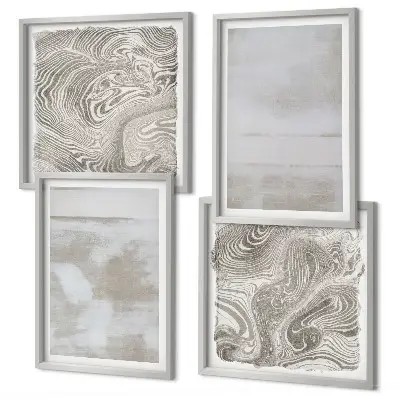 Ensemble de 4 tableaux à textures usées style moderne