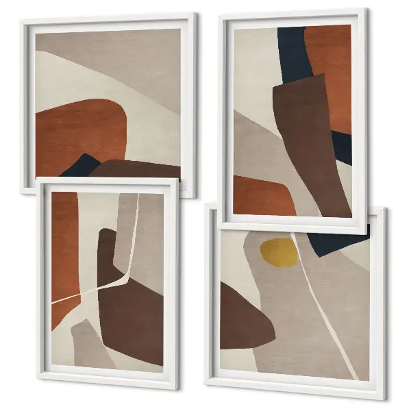 Tableau polyptyque 3 cadres formes abstraites modernes