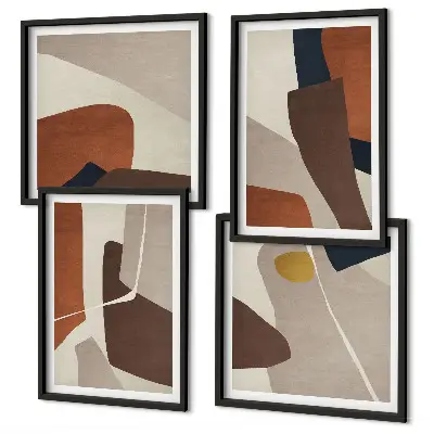 Tableau polyptyque 3 cadres formes abstraites modernes