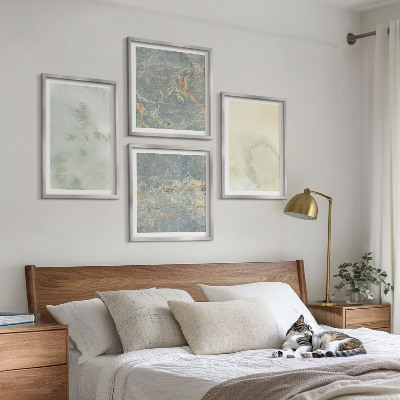 Ensemble de 4 tableaux Peintures pastel à l'aquarelle sur toile