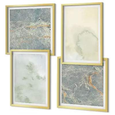 Ensemble de 4 tableaux peintures à l'aquarelle pastel sur toile