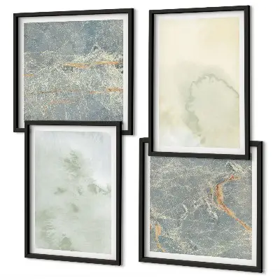 Ensemble de 4 tableaux peintures à l'aquarelle pastel sur toile