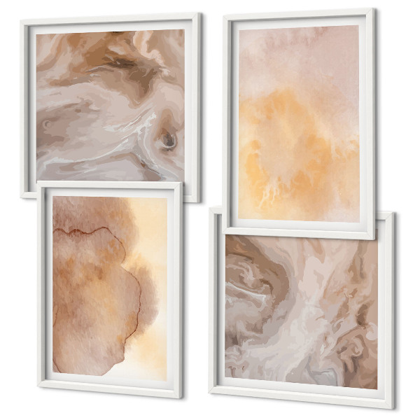 Polyptyque z cadres Aquarelles aux tons chauds sur toile