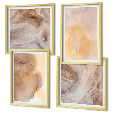 Polyptyque z cadres Aquarelles aux tons chauds sur toile