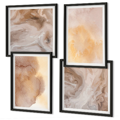Polyptyque z cadres Aquarelles aux tons chauds sur toile