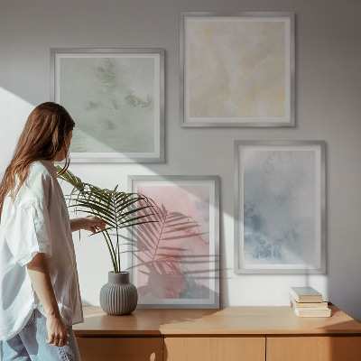 Mur de tableaux Aquarelles aux couleurs pastel
