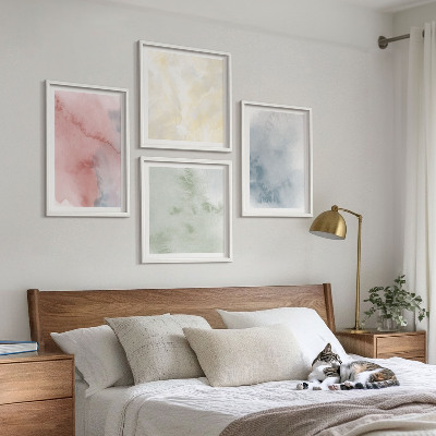 Mur de tableaux Aquarelles aux couleurs pastel