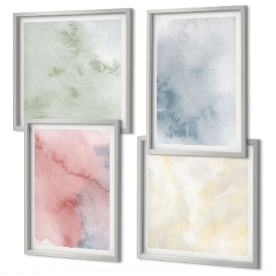 Mur de tableaux Aquarelles aux couleurs pastel