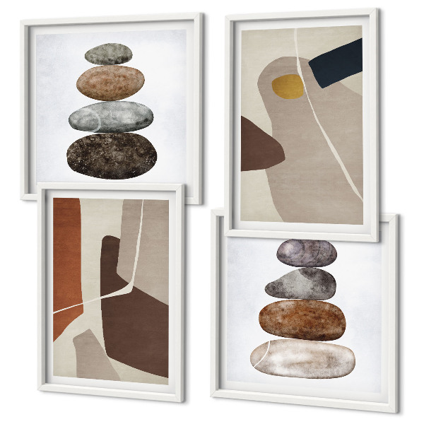 Ensemble de 4 tableaux Formes bohèmes abstraites