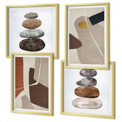 Ensemble de 4 tableaux Formes bohèmes abstraites