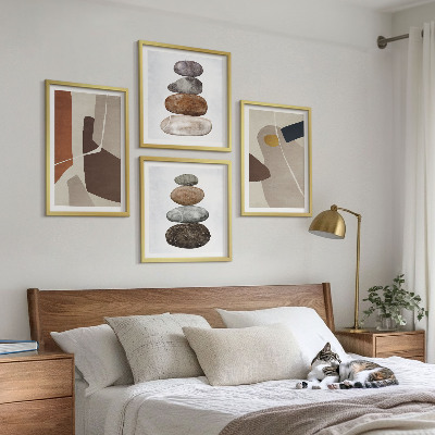 Ensemble de 4 tableaux Formes bohèmes abstraites