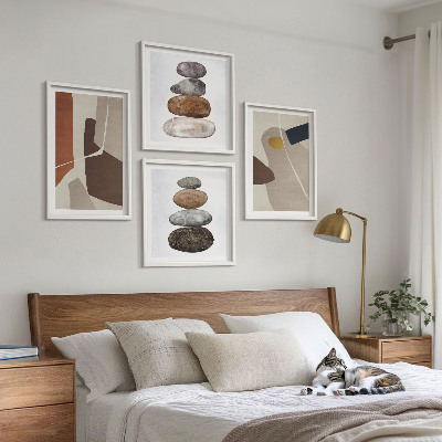 Ensemble de 4 tableaux Formes bohèmes abstraites