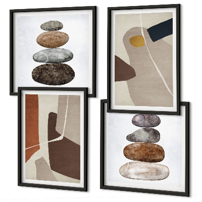 Ensemble de 4 tableaux Formes bohèmes abstraites