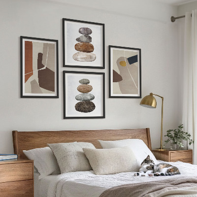 Ensemble de 4 tableaux Formes bohèmes abstraites