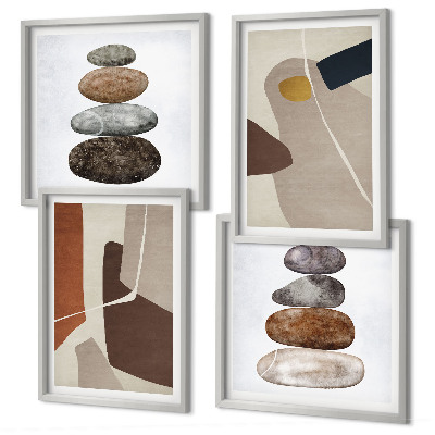 Ensemble de 4 tableaux Formes bohèmes abstraites