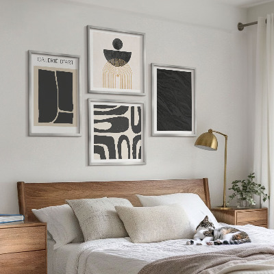 Ensemble de 4 tableaux Formes abstraites en marbre