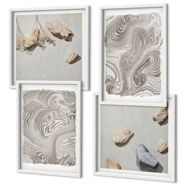 Ensemble de 4 tableaux Formes abstraites modernes